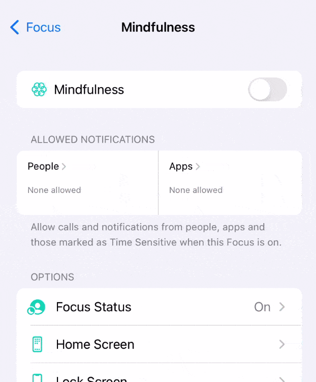 Allowing repeated calls for the Mindfulness Focus mode.
