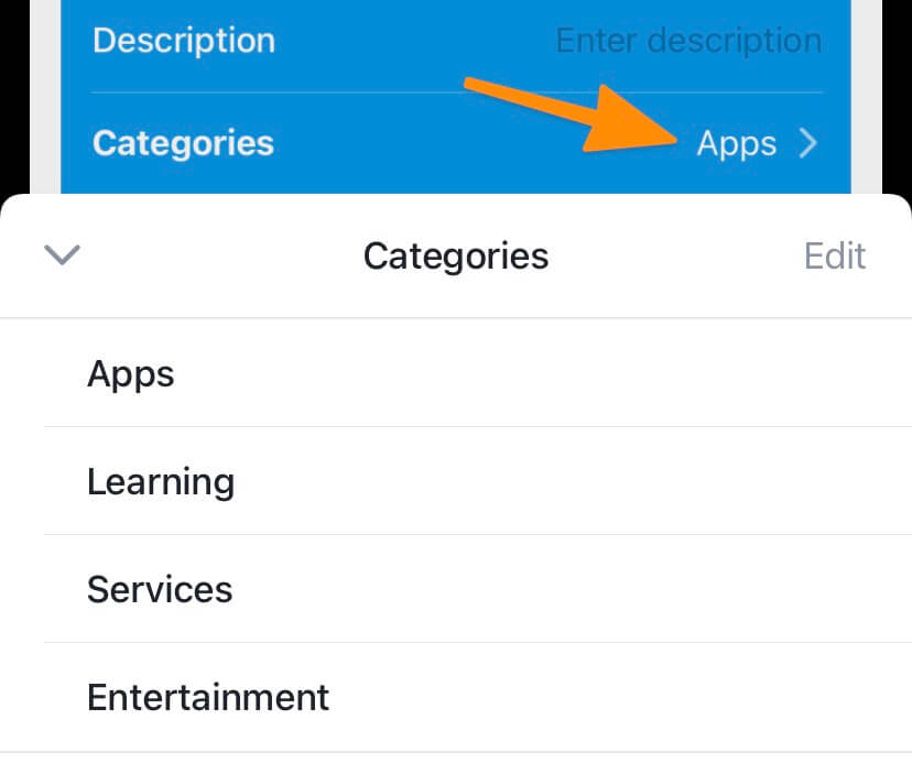 Selecting a category for a new subscription on the Bobby app.