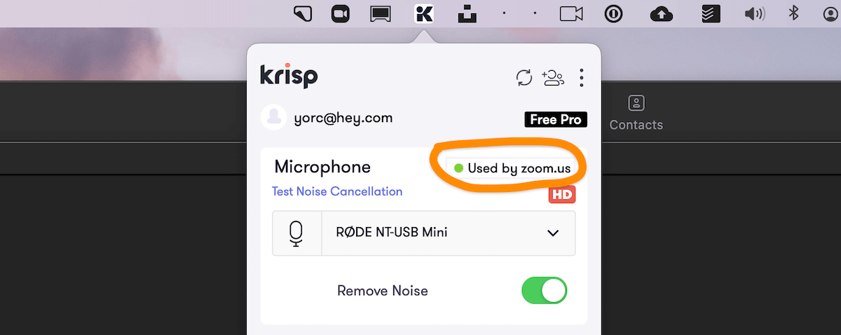 Check which app is currently using Krisp.