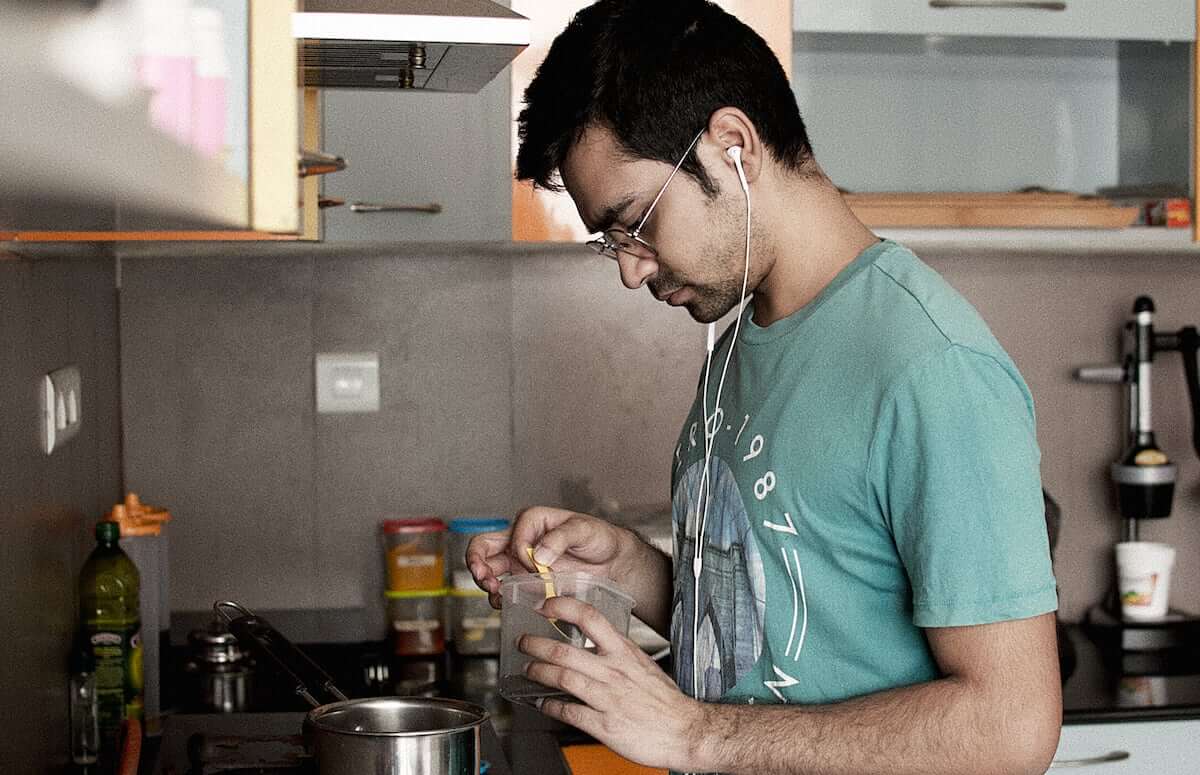 This is me, listening to podcasts while making my morning tea.