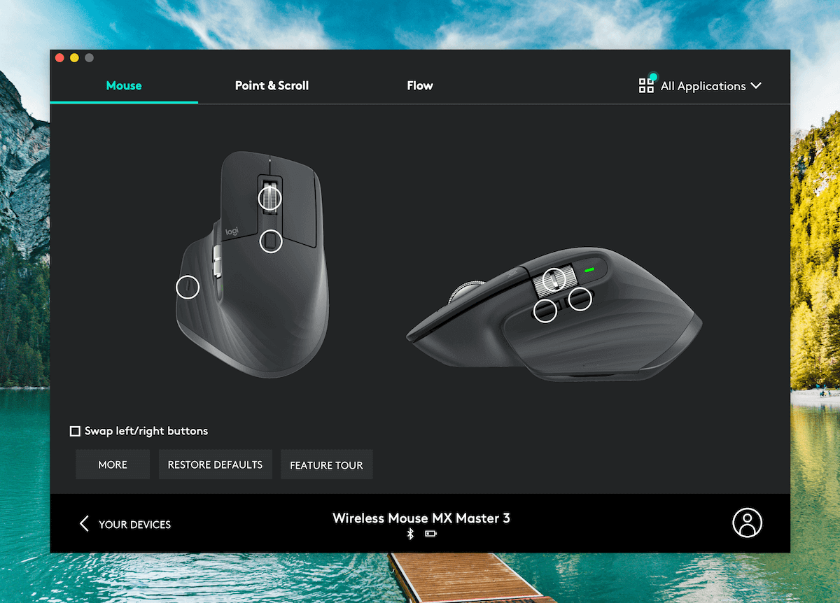 Customising the MX Master 3 using the Logi Options app.