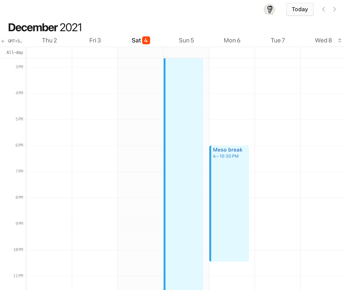 Visualising a Meso break on a calendar.