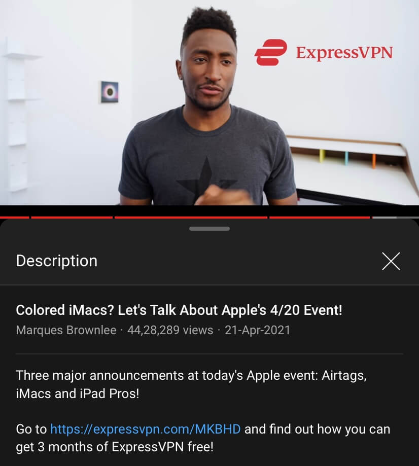 MKBHD promoting ExpressVPN in one of his videos.