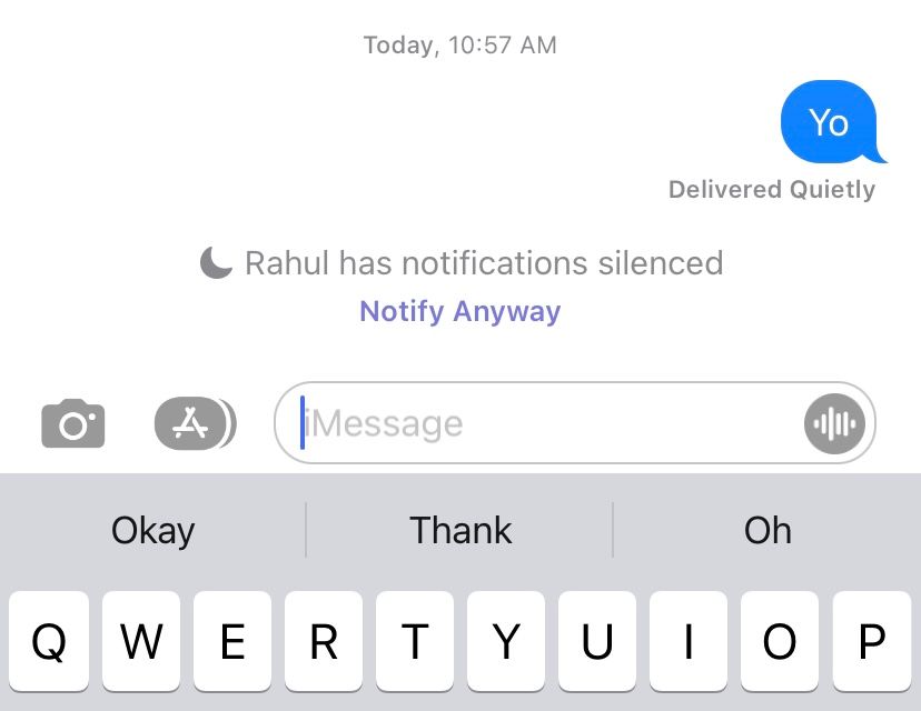 Choosing to notify anyway in the Messages app.