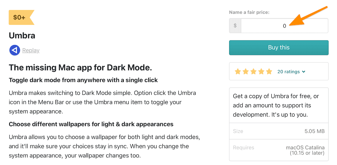 Pay what you want to download Umbra.